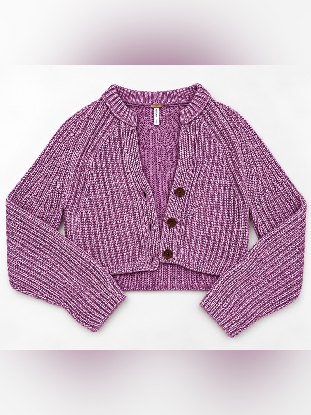 Free People Cotton Knit Cardigan in Purple Size Small